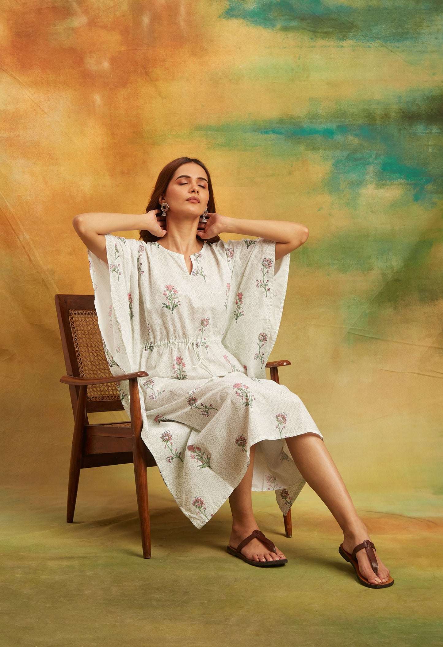 Dobby Green Kaftan Separate