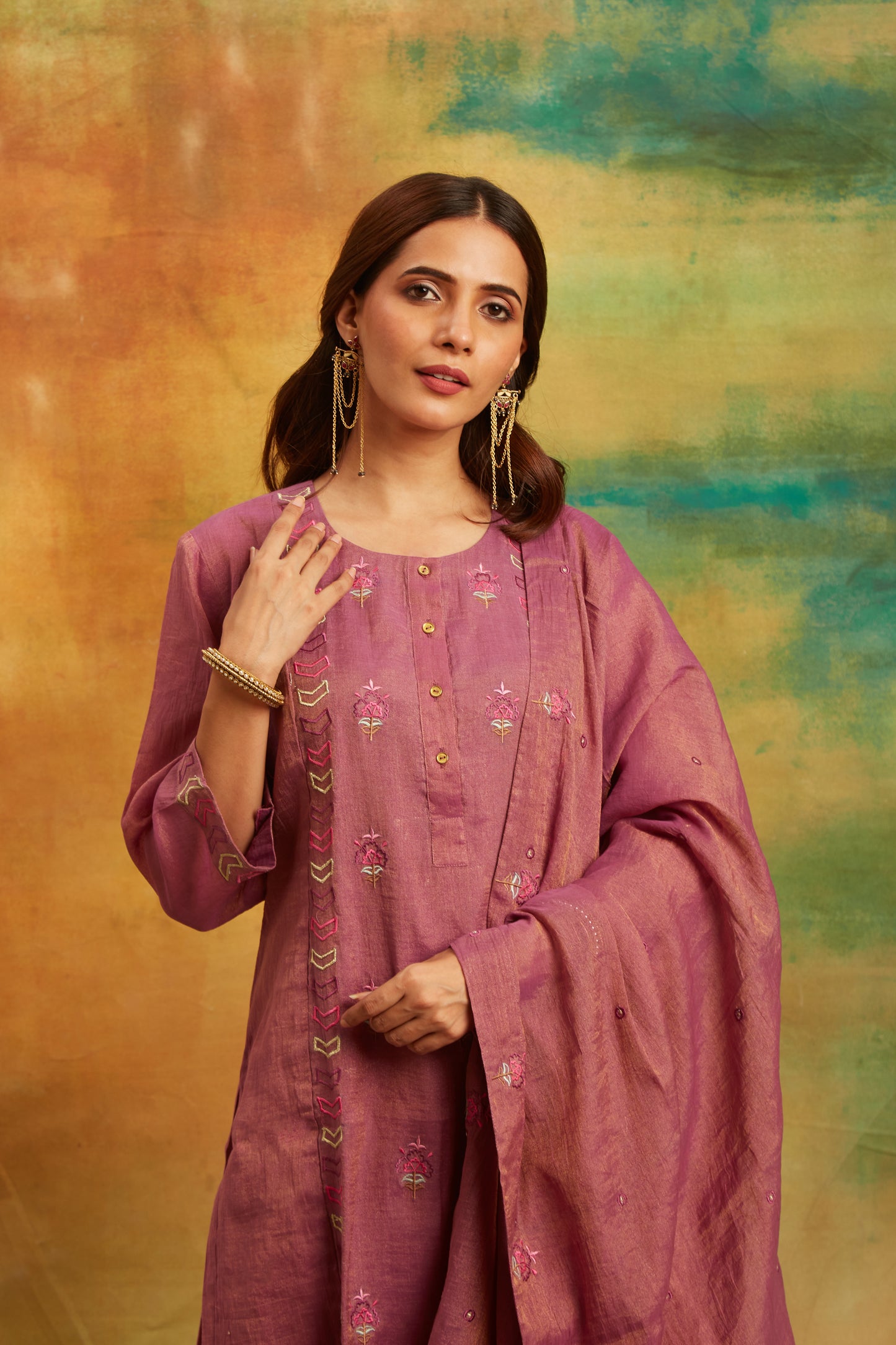 Phooll Purple Kurta Set, Set of 3