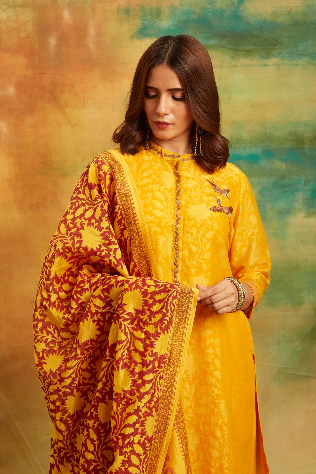 Musturd Bird Kurta Set Set of 3