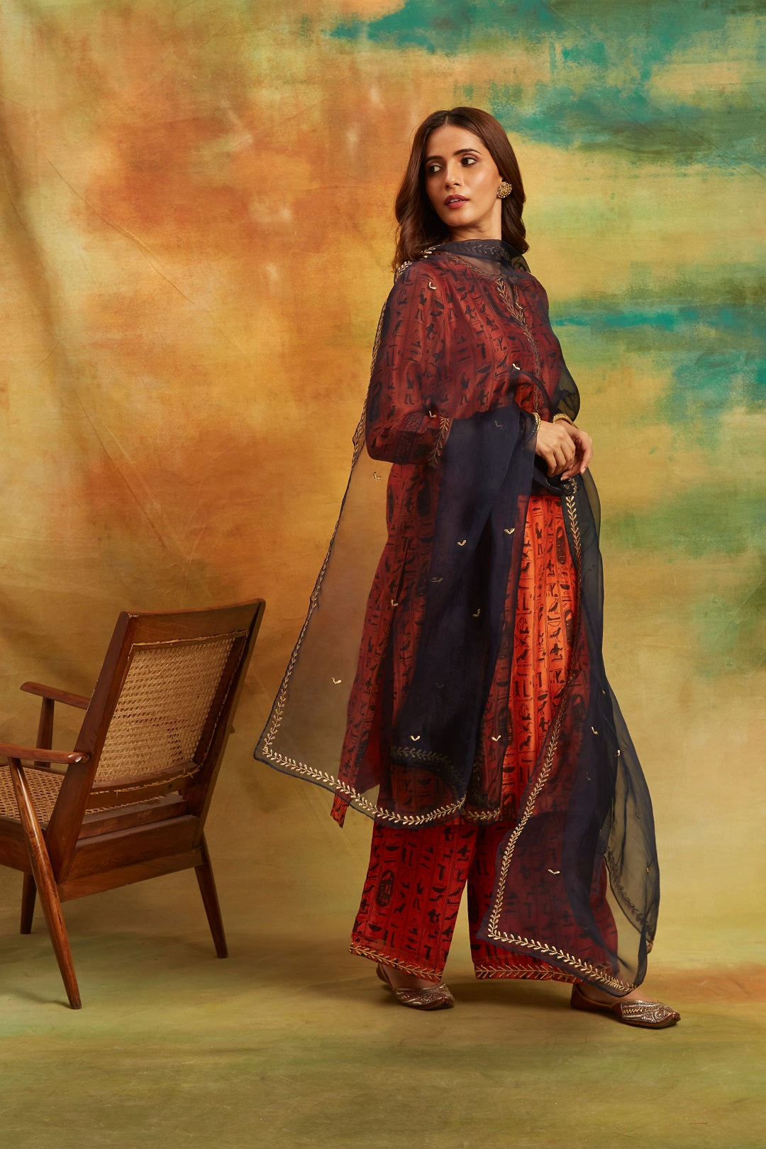 Vanjeevan Red Kurta, Set of 3