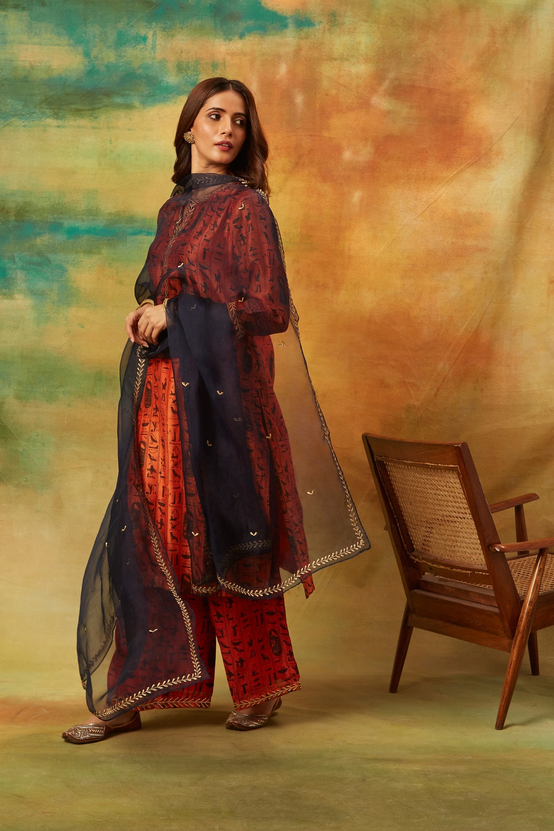 Vanjeevan Red Kurta, Set of 3