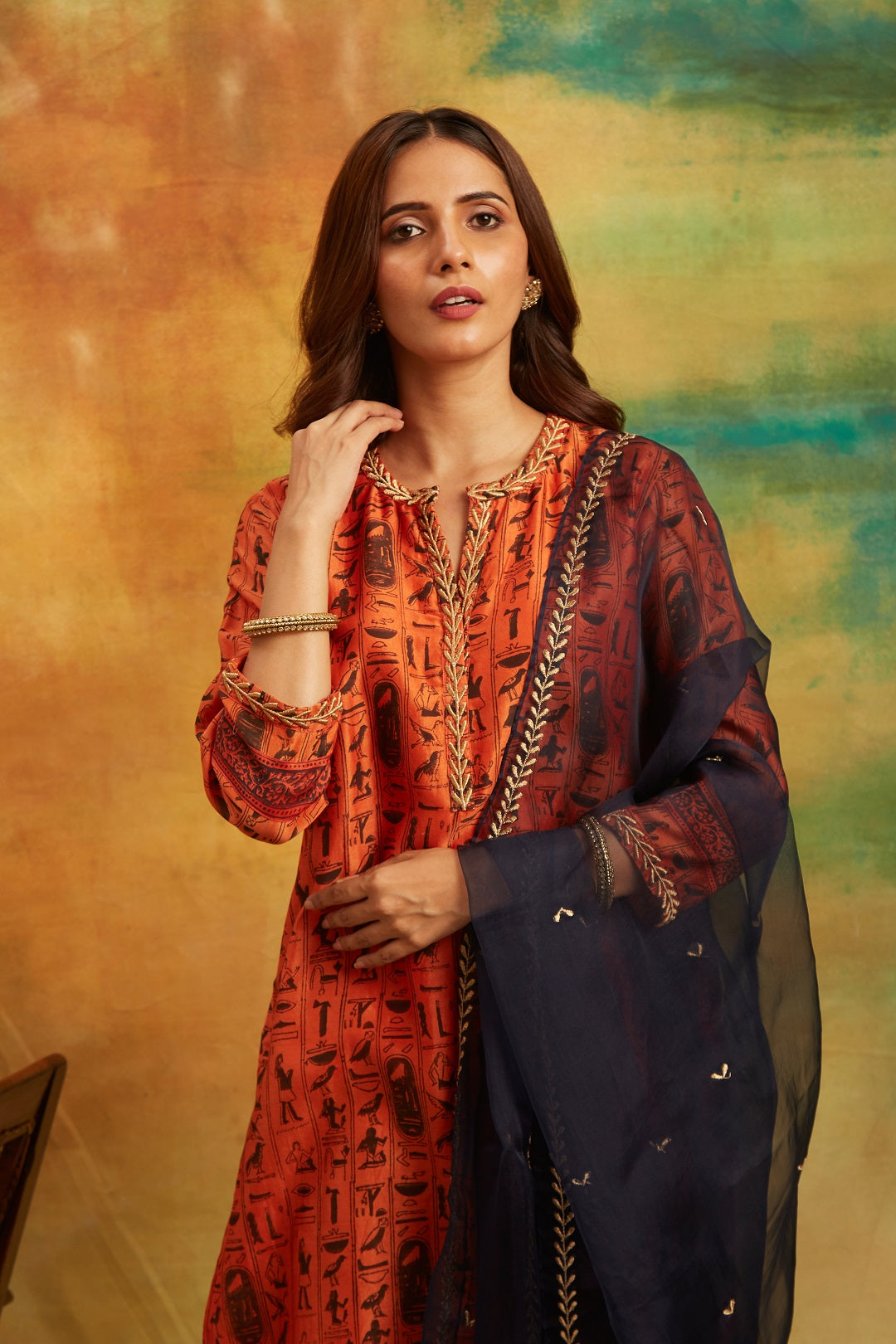 Vanjeevan Red Kurta, Set of 3