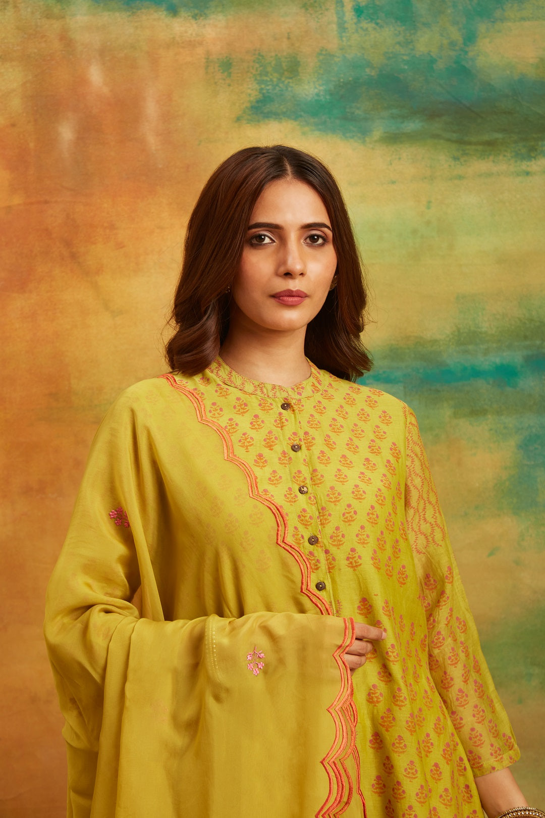 Collage Green Kurta Set, Set of 3