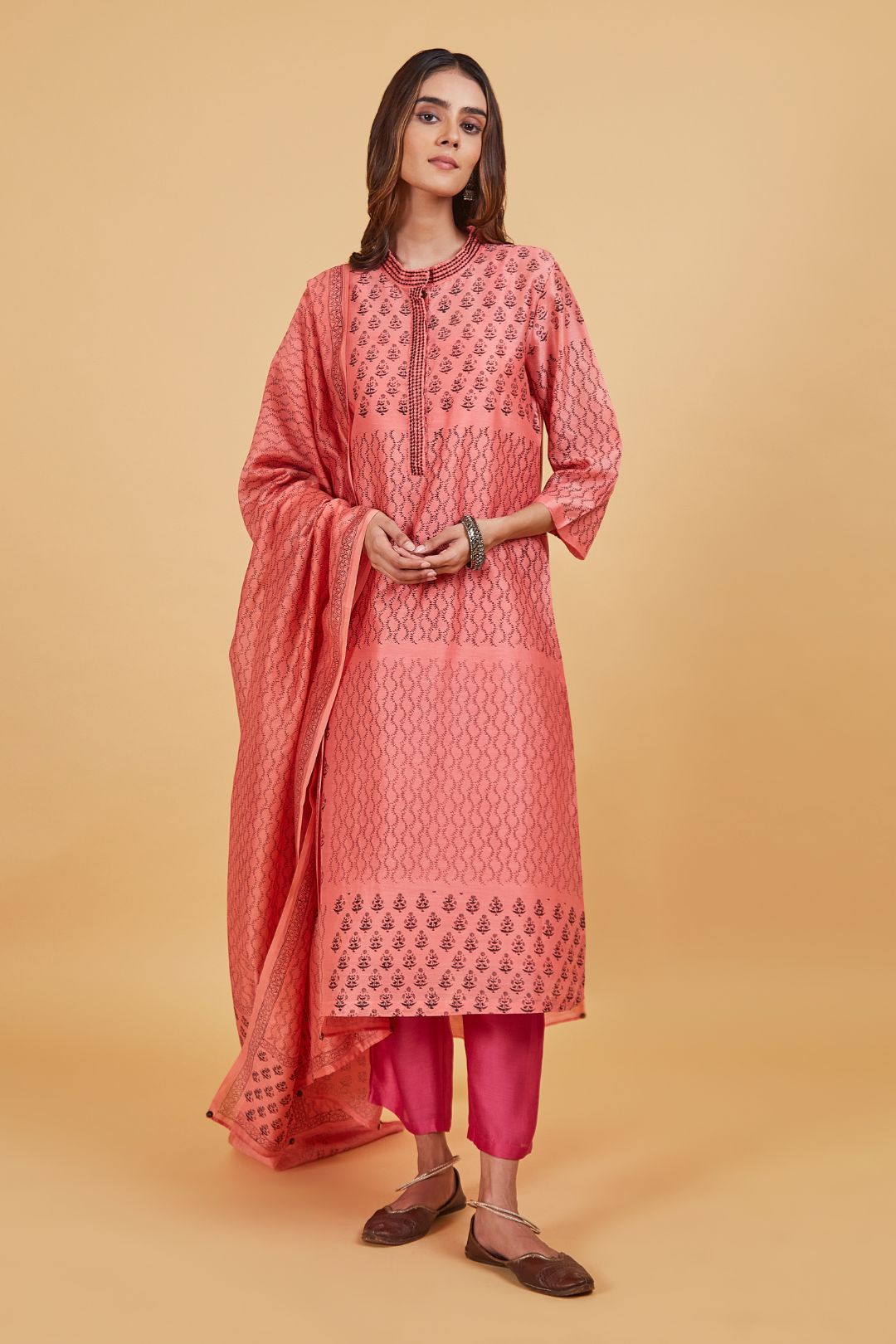 Black Pink Classic Kurta Set