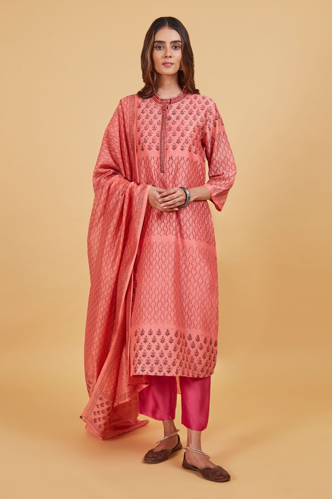 Black Pink Classic Kurta Set