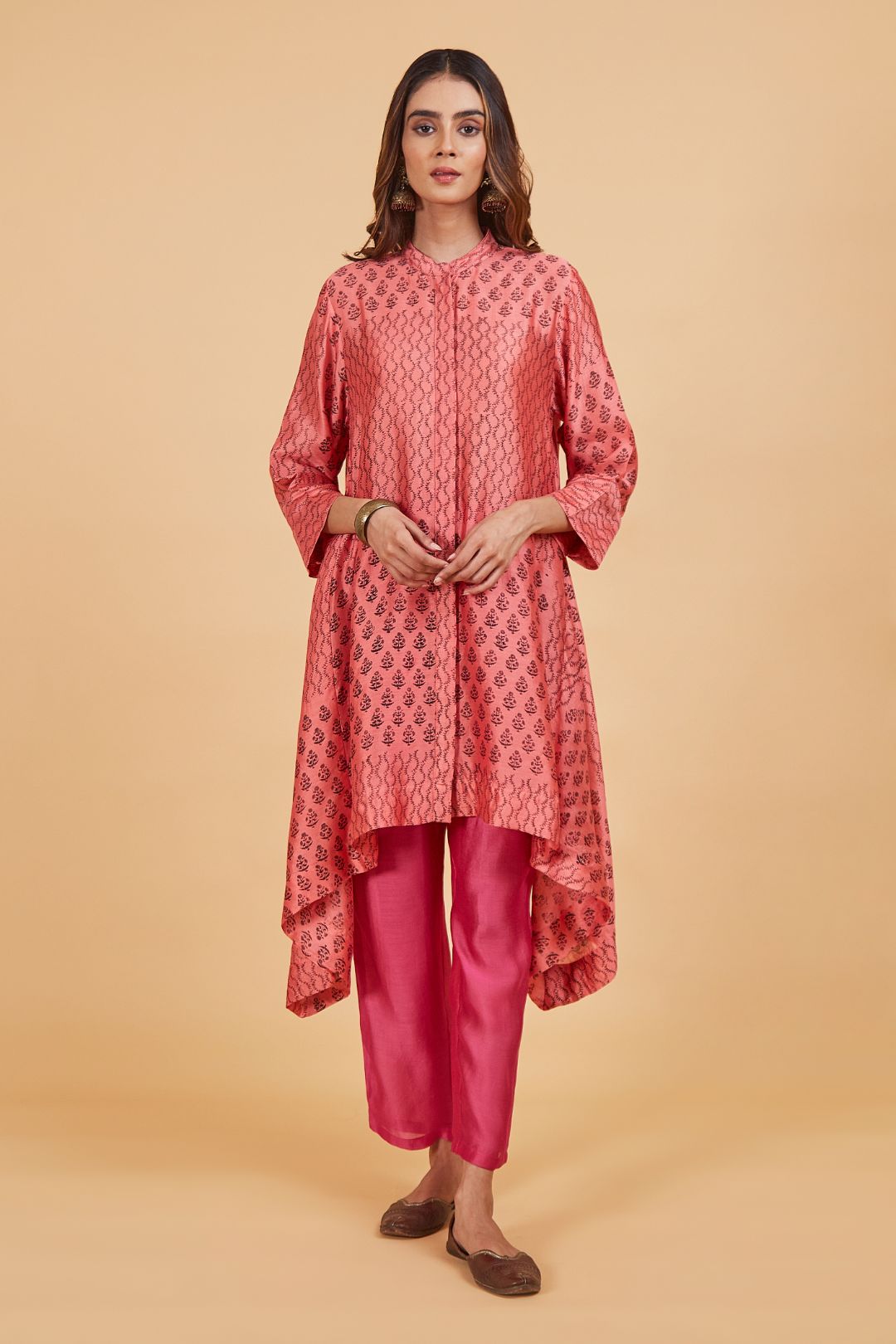 Black Pink Short Kurta Set