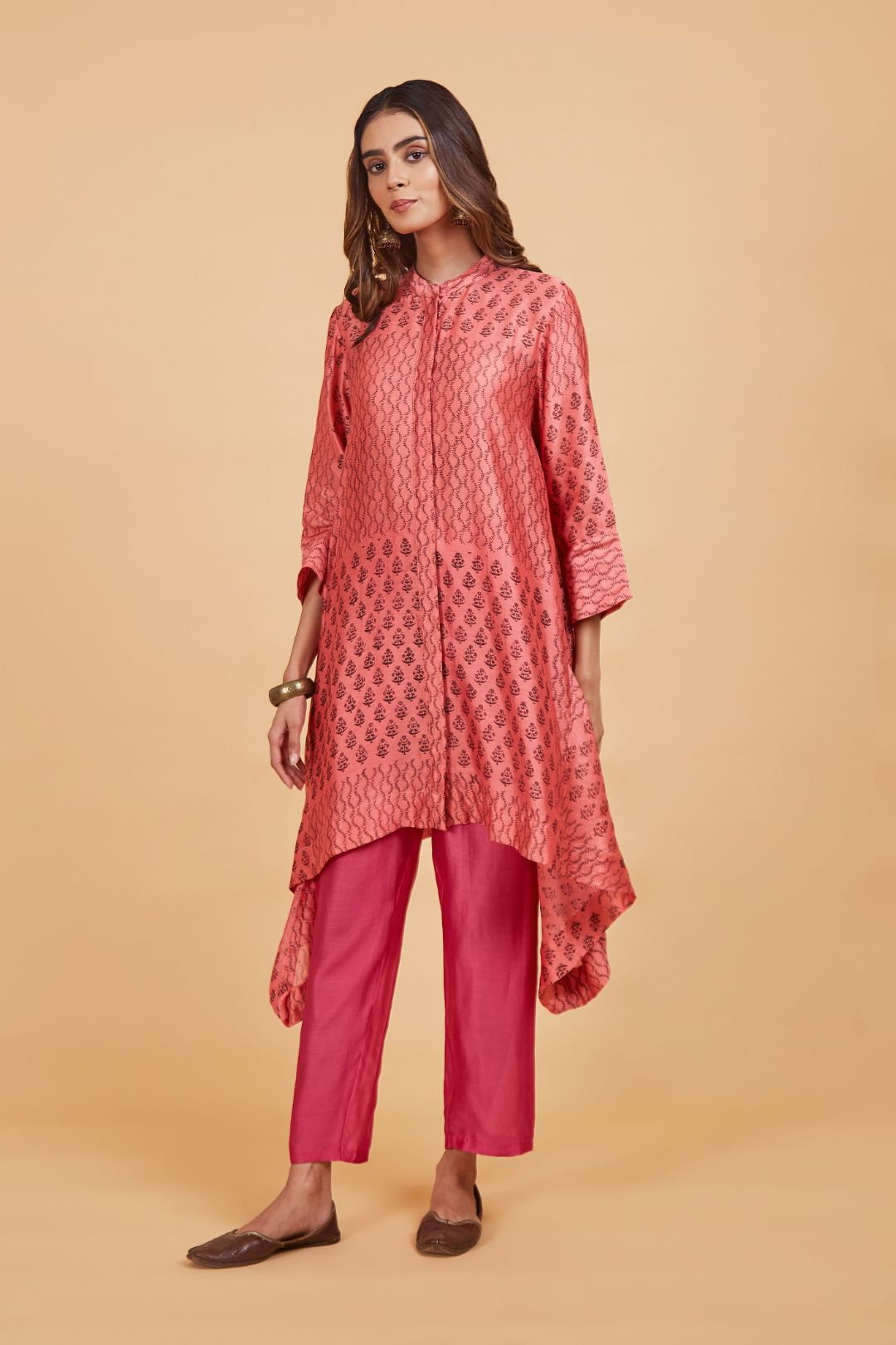 Black Pink Short Kurta Set