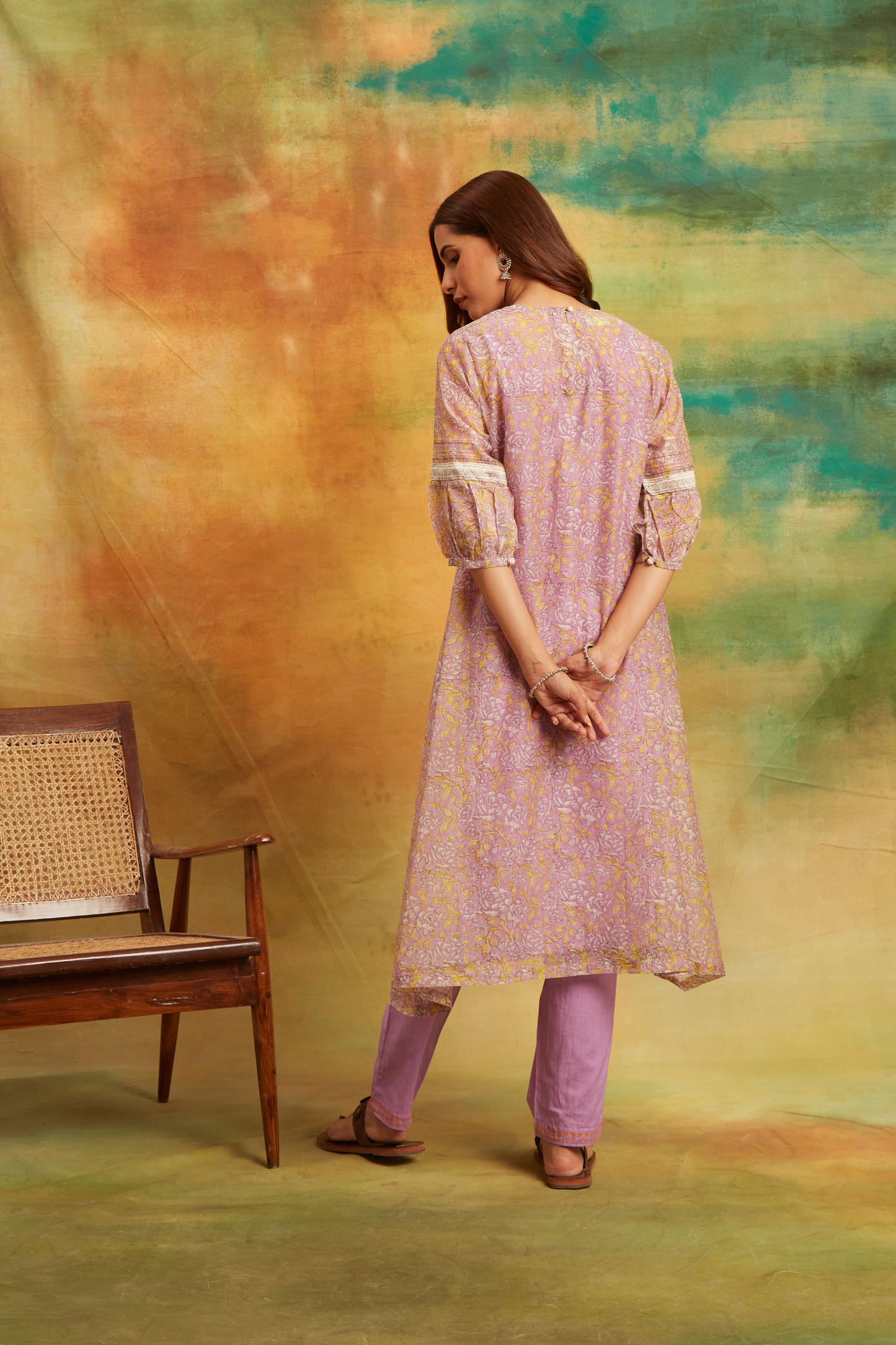 Purple Jaal Kurta Set Set of 4