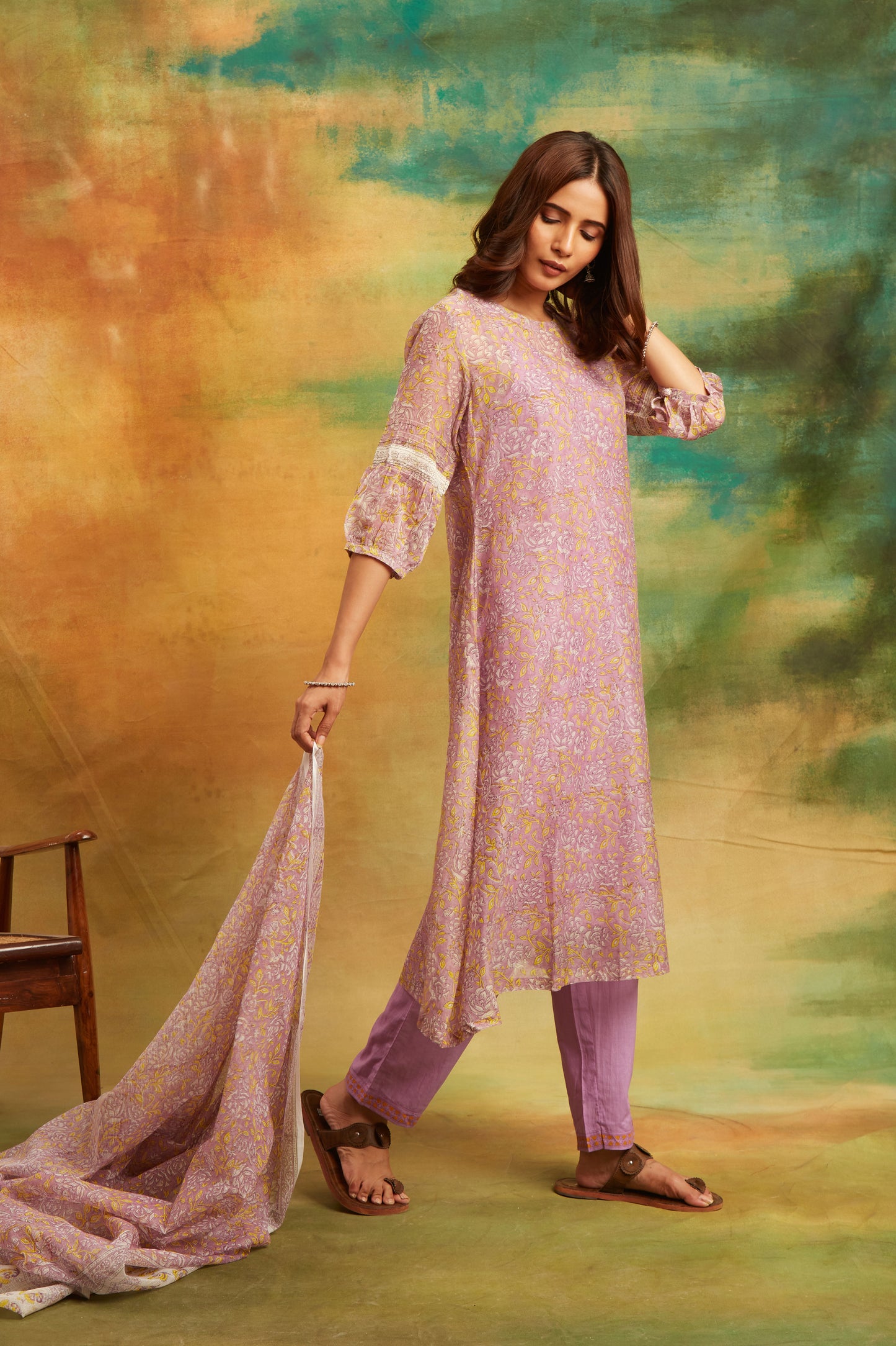 Purple Jaal Kurta Set Set of 4