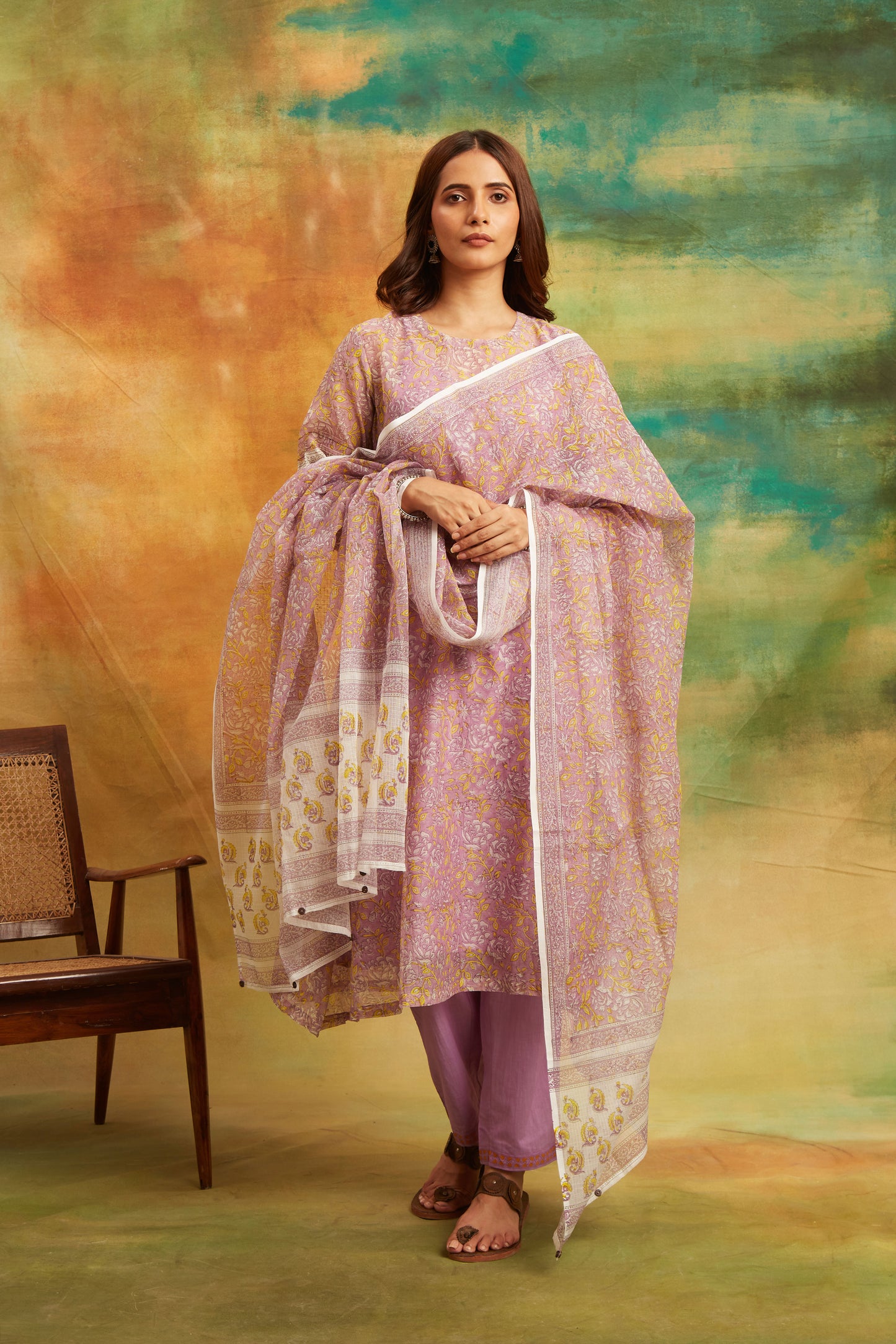 Purple Jaal Kurta Set Set of 4