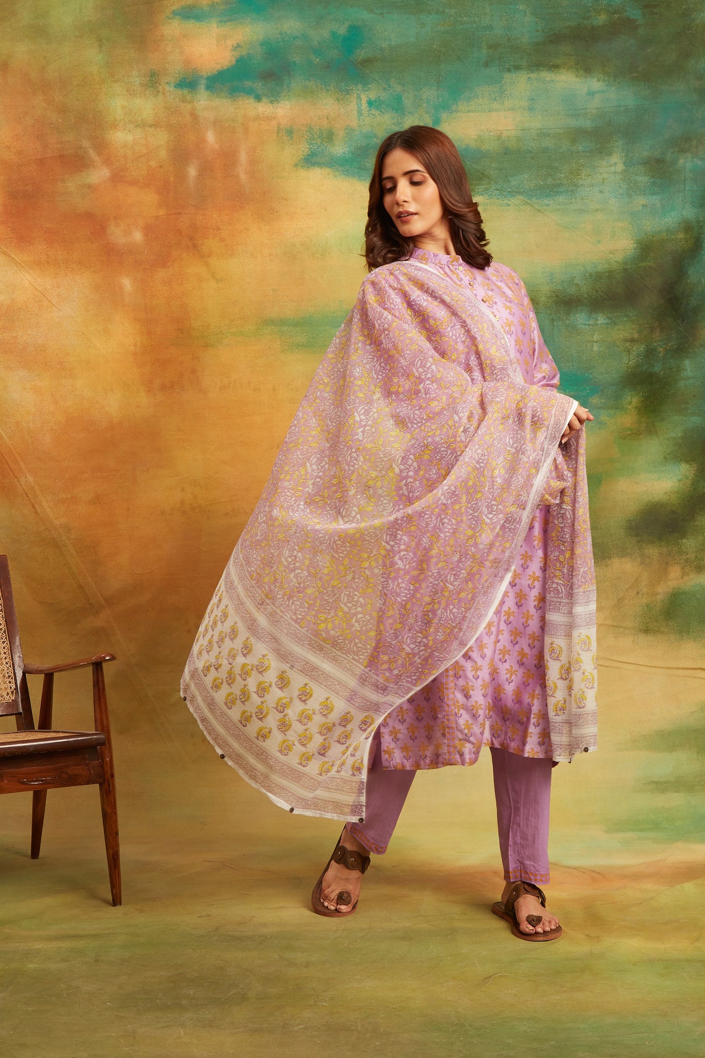 Purple Kanair Kurta Set Set of 4