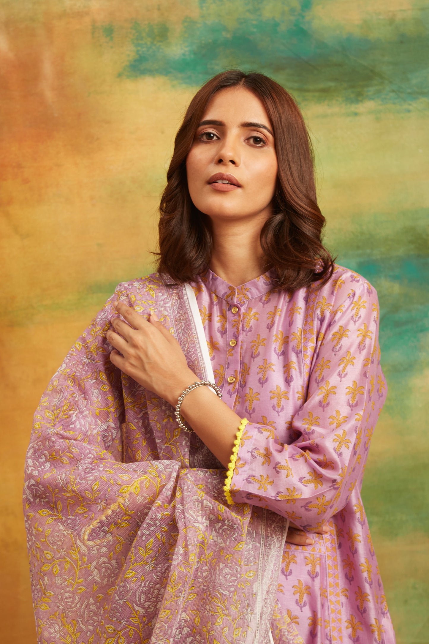 Purple Kanair Kurta Set Set of 4