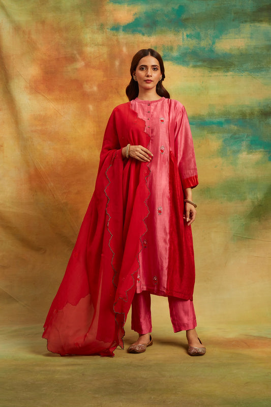 Rose Pink Kurta Set Set of 3