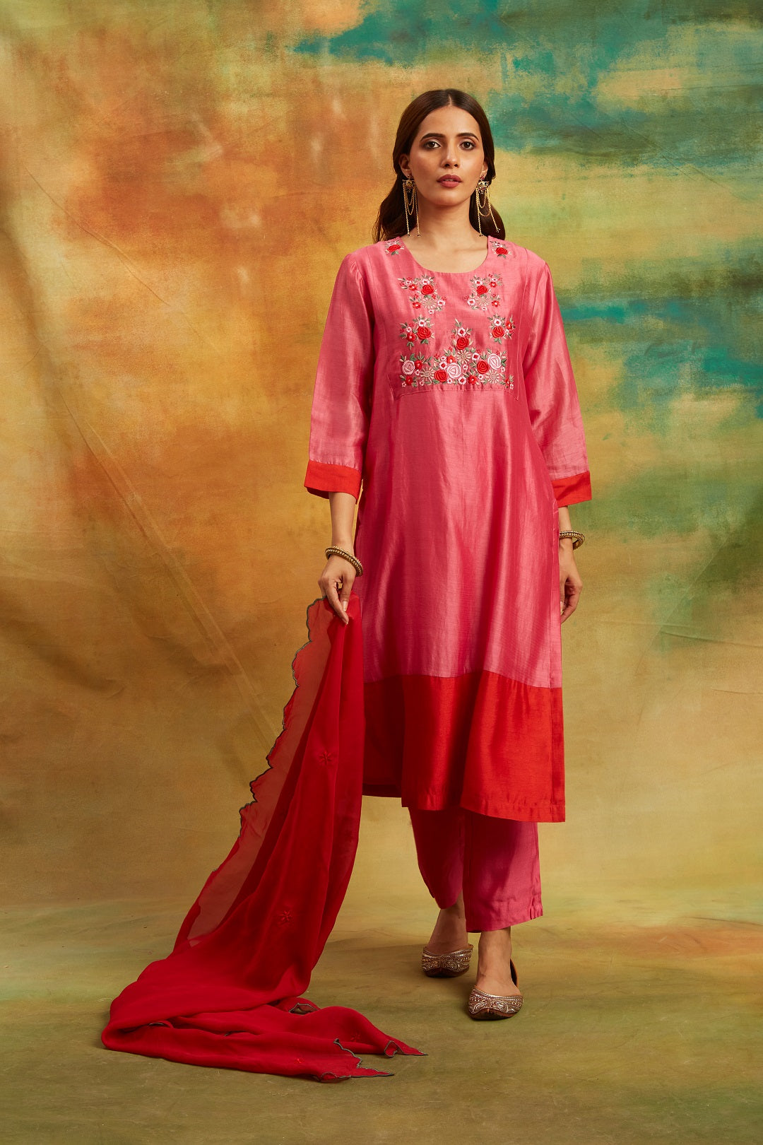 Rose Pink Classic Kurta Set Set  of 3