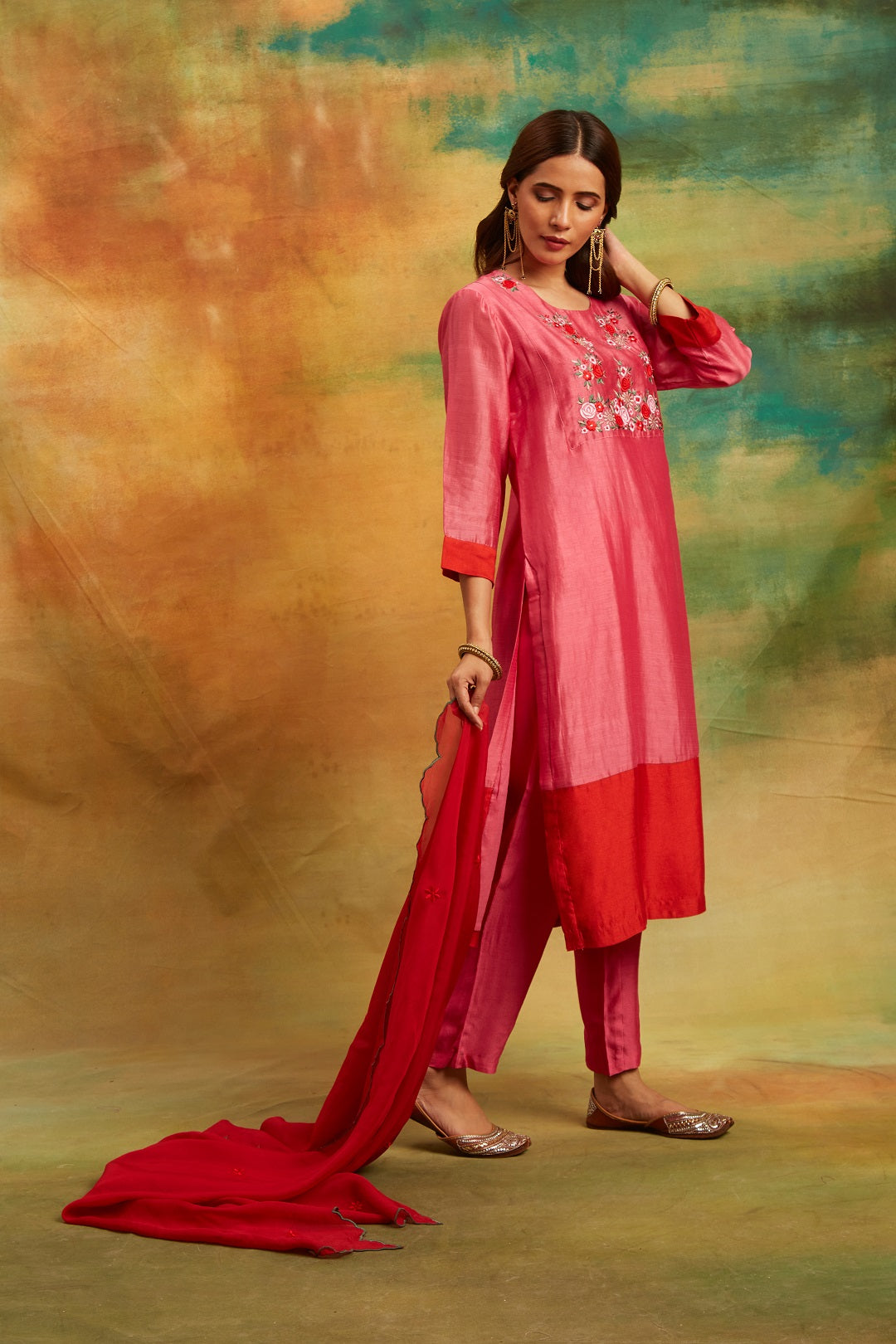 Rose Pink Classic Kurta Set Set  of 3