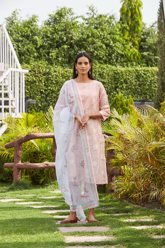 Pink Bird Kurta Set Set of 4
