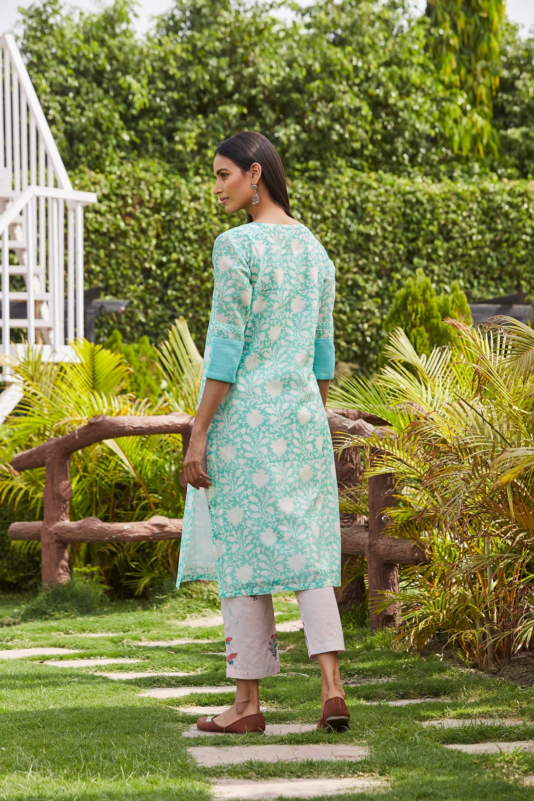 Green Bird Kurta Set Set of 4