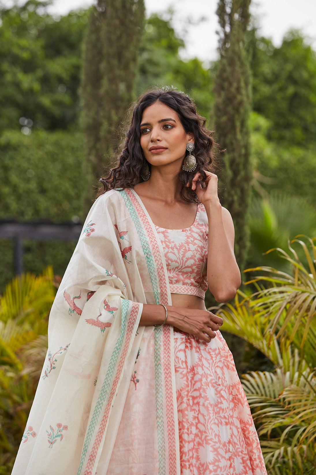 Pink Bird Lehenga Set Set  of 3