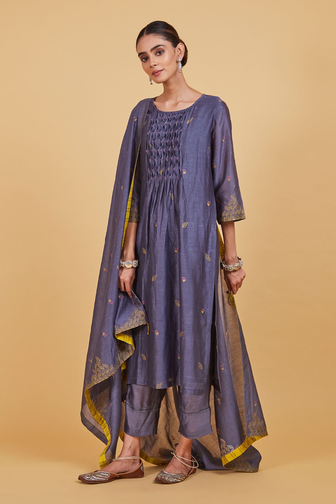 Grey Dhari Smoke Kurta Set