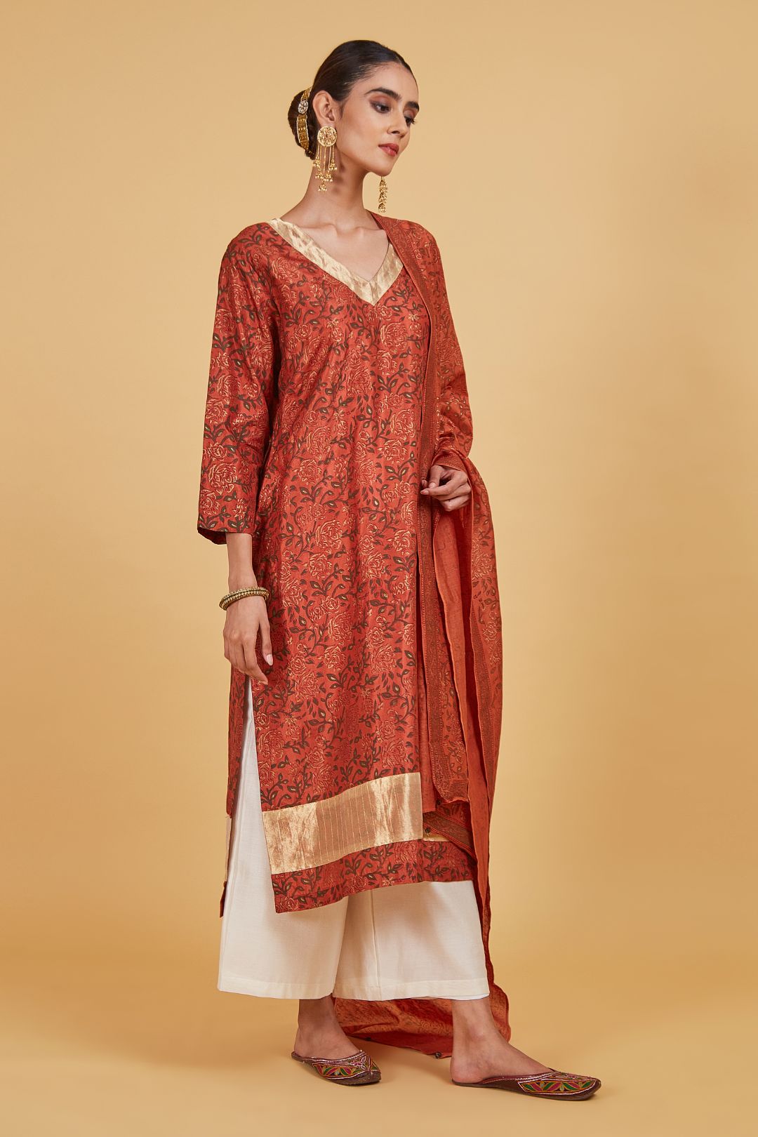 Kantha Silk Kurta Set