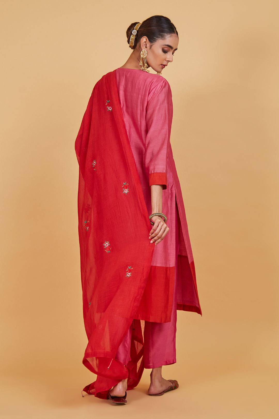 Rose Pink Yoke Kurta Set